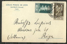 Italy 1938 Year Postcard From Riga  - Other & Unclassified