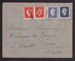 DDGG 045 - Enveloppe TP Marianne Dulac (Tricolore) Mécanique BORDEAUX 1945 - 2 Timbres Annulés Par La Griffe GIRONDE - 1944-45 Marianne (Dulac)