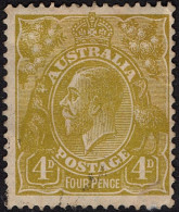 AUSTRALIA 1929 KGV 4d Yellow-Olive SG102 FU - Used Stamps