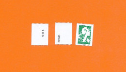 5 Roulette Marianne De L'Avenir TVP VERT Chiffre à Gauche Et à Droite Gommée ROULETTES - Coil Stamps