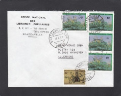 OFFICE NATIONAL DES LIBRAIRIES POPULAIRES,BRAZAVILLE.LETTRE AVEC TIMBRES "VEGETAUX" POUR "GEHA" A HANNOVRE,ALLEMAGNE,91. - Oblitérés