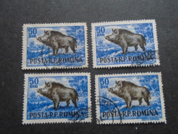 D202274    Romania - 1950's  -  Lot Of 4 Used Stamps  Wild Boar    1568 - Usado