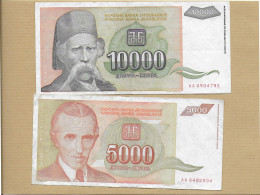 5000 ET 10000 DINARA 1993 - Yugoslavia