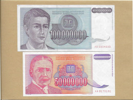 50000000 ET 100000000 DINARA 1993 - Yugoslavia