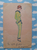 ILLUSTRATEUR MAX MAY FEMME PYJAMA CIGARETTE  FAIT MAIN AQUARELLE GOUACHE - Andere & Zonder Classificatie