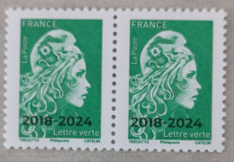 Marianne L'Engagée YZ Surchargée 2018 2024 Paire Lettre Verte Neuf ** - 2018-2023 Marianne L'Engagée