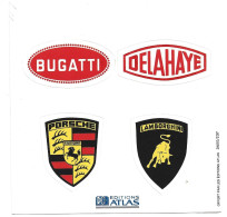 Voitures Porsche Bugatti Lamborghini Delahaye - 4 Autocollants - Stickers