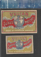 VULCAN SAFETY MATCHES (GLOBE)  - OLD VINTAGE MATCHBOX LABELS MADE TIDAHOLM  SWEDEN - Zündholzschachteletiketten