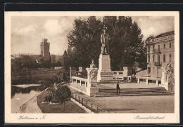 AK Heilbronn A. N., Bismarckdenkmal Mit Flusspartie  - Heilbronn