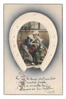 CPA FANTAISIE / MERE ET FILLE - FER A CHEVAL PORTE BONHEUR - Andere & Zonder Classificatie