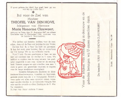 DP Theofiel Van Den Hove ° Huise Zingem 1867 † 1946 X Maria Honorina Clauwaert - Devotion Images