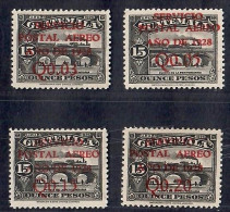 Guatemala 1929 Le Penitenciaria Bridge Surcharged In Red Airmail  4V MH - Guatemala