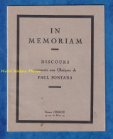 Livre Ancien - 1929 - In Memoriam Obséques De Paul FONTANA Homme Corse ( 1876 / 1929 ) Bibliothéque & Musée De La Guerre - Corse