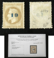N° 34 10c/10c NAPOLEON LAURE TB Neuf N* Cote 3000€ Signé Calves + Certificat - 1863-1870 Napoleone III Con Gli Allori