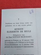 Doodsprentje Elisabeth De Beule / Hamme 22/1/1920 Sint Niklaas 13/10/1988 ( Gustaaf Broeckaert ) - Religion & Esotérisme