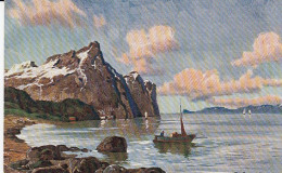 Felsige Küste Mit Boot Künstlerkarte Glum 1910? #D2399 - Paintings