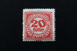 1920 Mi AT P 78x  20 HELLER ROUGE  / CHIFFRE  OBLITERE NEUF  MH - Impuestos