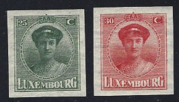 Luxembourg Yv 135-136,type Charlotte De Face Non Dentelés.**/mnh - 1921-27 Charlotte Frontansicht