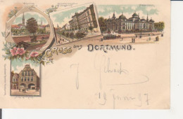 Dortmund Litho Kaiserstraße Landgericht Rathaus Fredenbaum Gl1897 #220.295 - Sonstige & Ohne Zuordnung