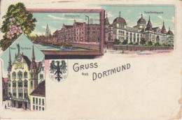 Dortmund Litho Hafenpartie Fredenbaum Neues Rathaus Feldpgl1917 #221.079 - Autres & Non Classés