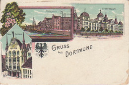 Dortmund Litho Hafenpartie Fredenbaum Neues Rathaus Feldpgl1917 #221.079 - Sonstige & Ohne Zuordnung