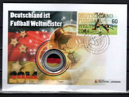 Germany 2014 Football Soccer World Cup, Commemorative Numismatic Cover With 5 Cruzado Coin From Brazil - 2014 – Brasile