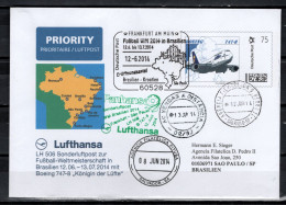 Germany 2014 Football Soccer World Cup, Lufthansa Flight Cover To Brazil - 2014 – Brésil