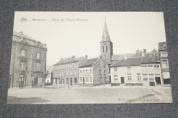 Ancienne Carte Waremme,place De L'école Moyenne,belle Carte Pour Collection - Waremme