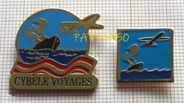 PAT14950 CYBELE VOYAGES PAQUEBOT + AVION Lot De 2 Pin's - Barche