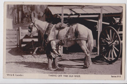 Taking Off The Old Shoe Blacksmith Cpa Métier Marèchal-Ferrant - Artesanal