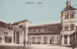 CARTE POSTALE ORIGINALE ANCIENNE COULEUR : EBREUIL L'EGLISE ANIMEE ALLIER (03) - Autres & Non Classés