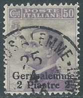 1909-11 LEVANTE GERUSALEMME USATO 2 PI SU 50 CENT - RB37-3 - Europa- Und Asienämter