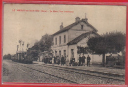 Carte Postale 61. Le Mesle-sur-Sarthe  La Gare  Train Vapeur   Très Beau Plan - Other & Unclassified