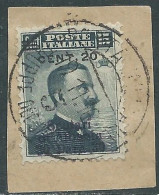 1916 LEVANTE SCUTARI D'ALBANIA USATO 20 CENT SU 30 PA SU 15 CENT - SV27-10 - European And Asian Offices