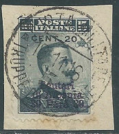 1916 LEVANTE SCUTARI D'ALBANIA USATO 20 CENT SU 30 PA SU 15 CENT - SV27-7 - Uffici D'Europa E D'Asia