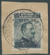 1916 LEVANTE SCUTARI D'ALBANIA USATO 20 CENT SU 30 PA SU 15 CENT - SV27-2 - European And Asian Offices