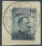 1916 LEVANTE SCUTARI D'ALBANIA USATO 20 CENT SU 30 PA SU 15 CENT - SV26-6 - Oficinas Europeas Y Asiáticas