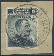 1916 LEVANTE SCUTARI D'ALBANIA USATO 20 CENT SU 30 PA SU 15 CENT - SV26-5 - Uffici D'Europa E D'Asia