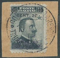 1916 LEVANTE DURAZZO USATO 20 CENT SU 30 PA SU 15 CENT - SV27-5 - Europa- Und Asienämter