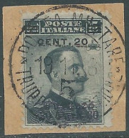 1916 LEVANTE DURAZZO USATO 20 CENT SU 30 PA SU 15 CENT - SV26-9 - Europa- Und Asienämter