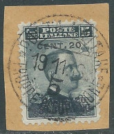 1916 LEVANTE DURAZZO USATO 20 CENT SU 30 PA SU 15 CENT - SV26-8 - Europa- Und Asienämter