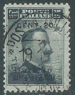 1916 LEVANTE DURAZZO USATO 20 CENT SU 30 PA SU 15 CENT - SV26-4 - Oficinas Europeas Y Asiáticas