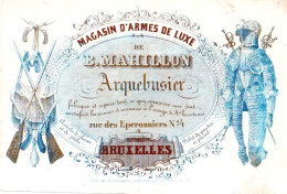 DE 1881 - Carte Porcelaine De B. Mahillon, Arquebusier, Magasin D'armes De Luxe, Bruxelles Imp Roulmann - Altri & Non Classificati