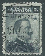 1916 LEVANTE DURAZZO USATO 20 CENT SU 30 PA SU 15 CENT - SV26-3 - Europese En Aziatische Kantoren