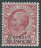 1909-11 LEVANTE DURAZZO 20 PA SU 10 CENT MNH ** - I37-10 - European And Asian Offices