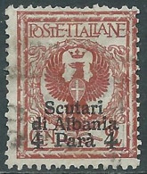 1915 LEVANTE SCUTARI D'ALBANIA USATO 4 PI SU 2 CENT - RB37-9 - Uffici D'Europa E D'Asia