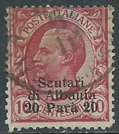 1909-11 LEVANTE SCUTARI D'ALBANIA USATO 20 PA SU 10 CENT - RB37-9 - Oficinas Europeas Y Asiáticas