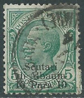 1909-11 LEVANTE SCUTARI D'ALBANIA USATO 10 PA SU 5 CENT - RB37-8 - European And Asian Offices