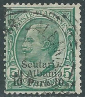 1909-11 LEVANTE SCUTARI D'ALBANIA USATO 10 PA SU 5 CENT - RB37-4 - Bureaux D'Europe & D'Asie