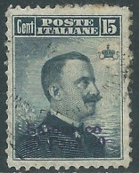 1909-11 LEVANTE SALONICCO USATO 30 PA SU 15 CENT - RB37-9 - Bureaux D'Europe & D'Asie